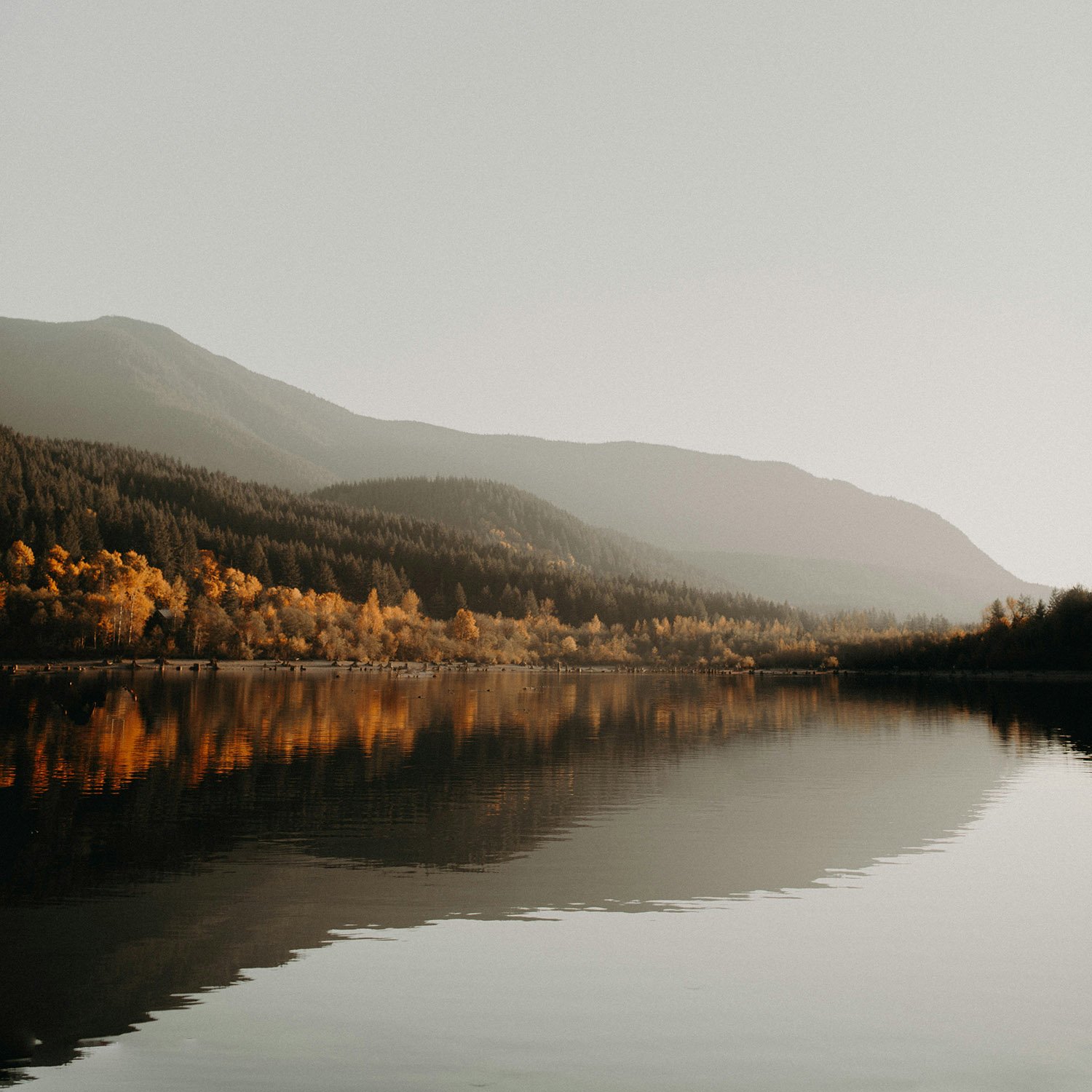 Autumn mountain and lake scene